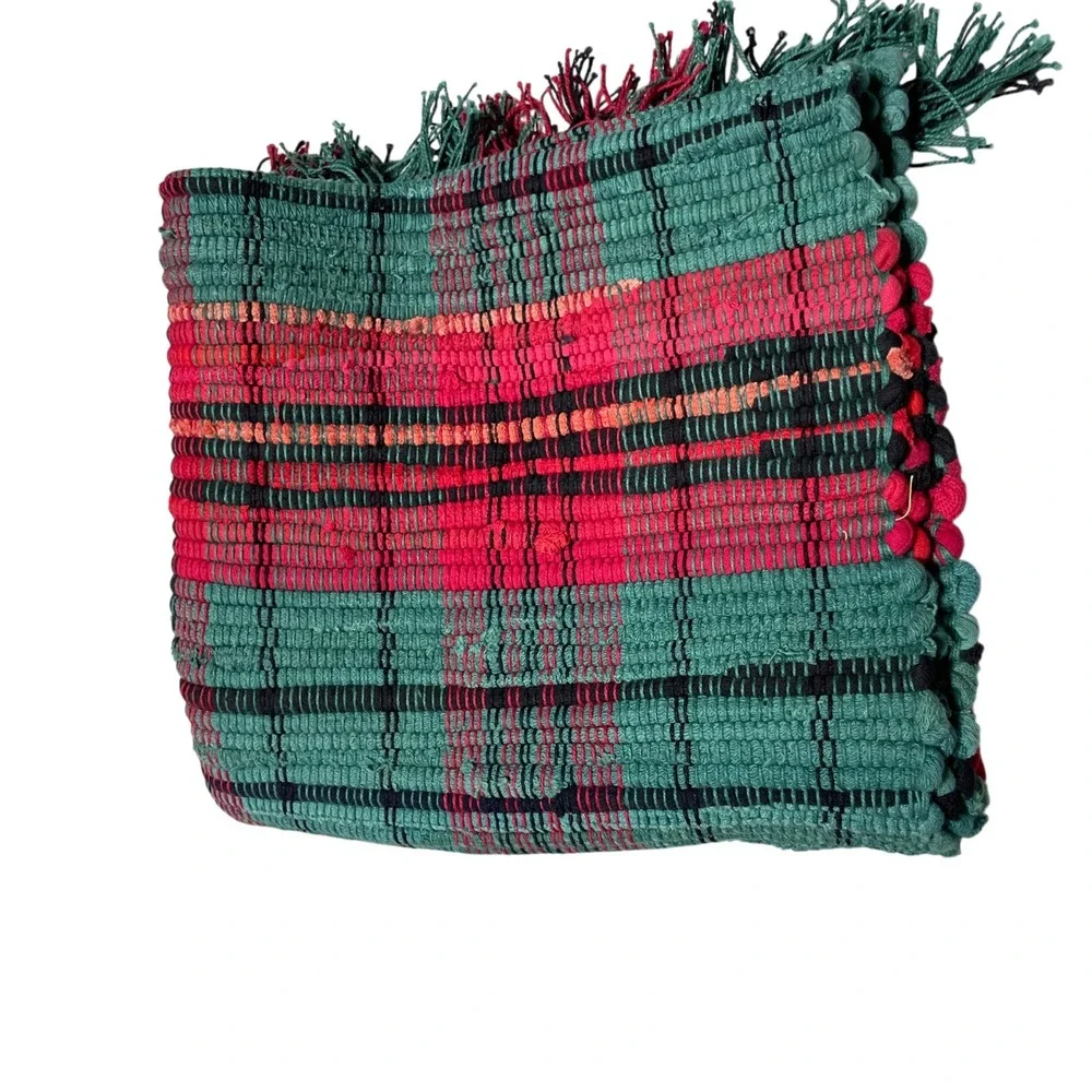 Parker B Smith Red Green 100% Recycled Cotton Rug 20 x 40